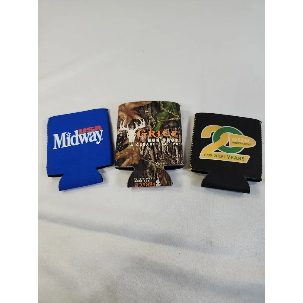 Lot Of Three Koozies Midway‎ USA Gun Broker Grice Gun Shop Camouflage